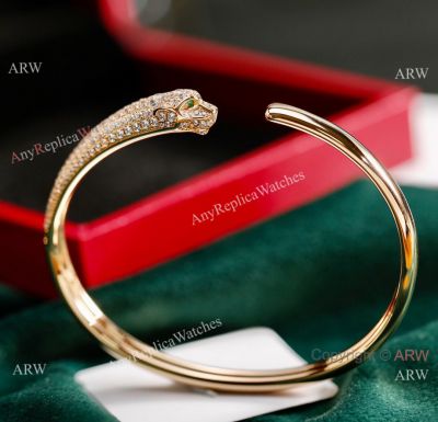TOP Replica Cartier Panthere de Open Bracelet Half Diamond-set
